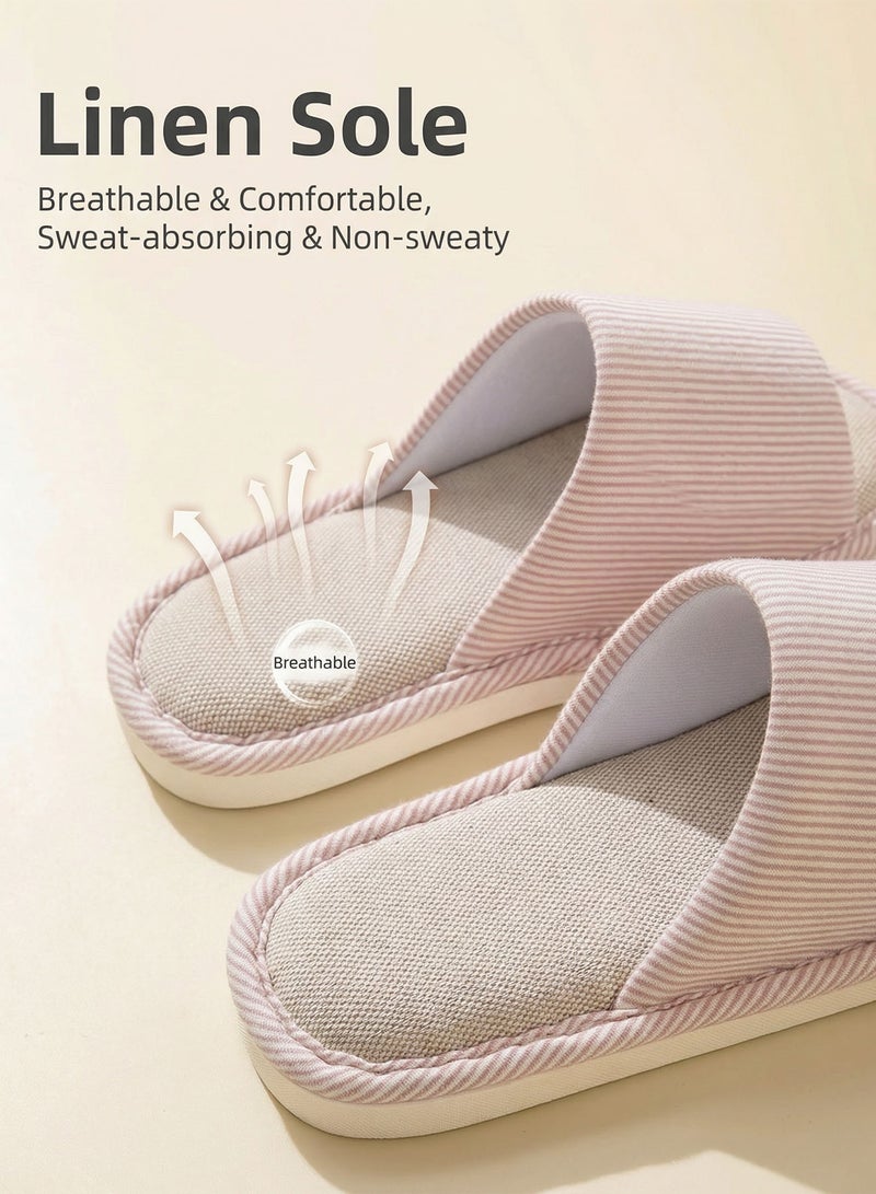 Baytak Home Slippers for Women, Linen Open Toe House Slippers Anti Slip for Indoor Outdoor Bedroom - Image 4